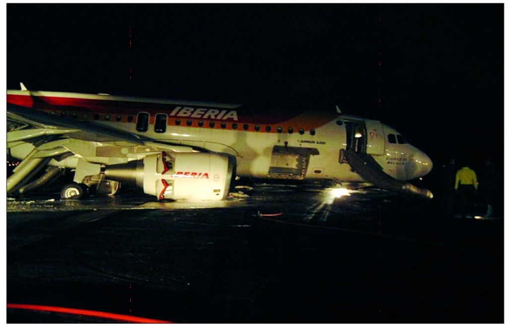 Airbus A320 de Iberia en accidente aeropuerto de Bilbao.