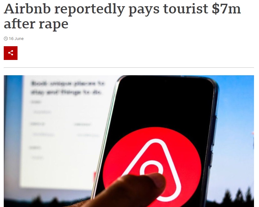 Noticia sobre acuerdo de Airbnb con turista violada en un apartamento de Nueva York